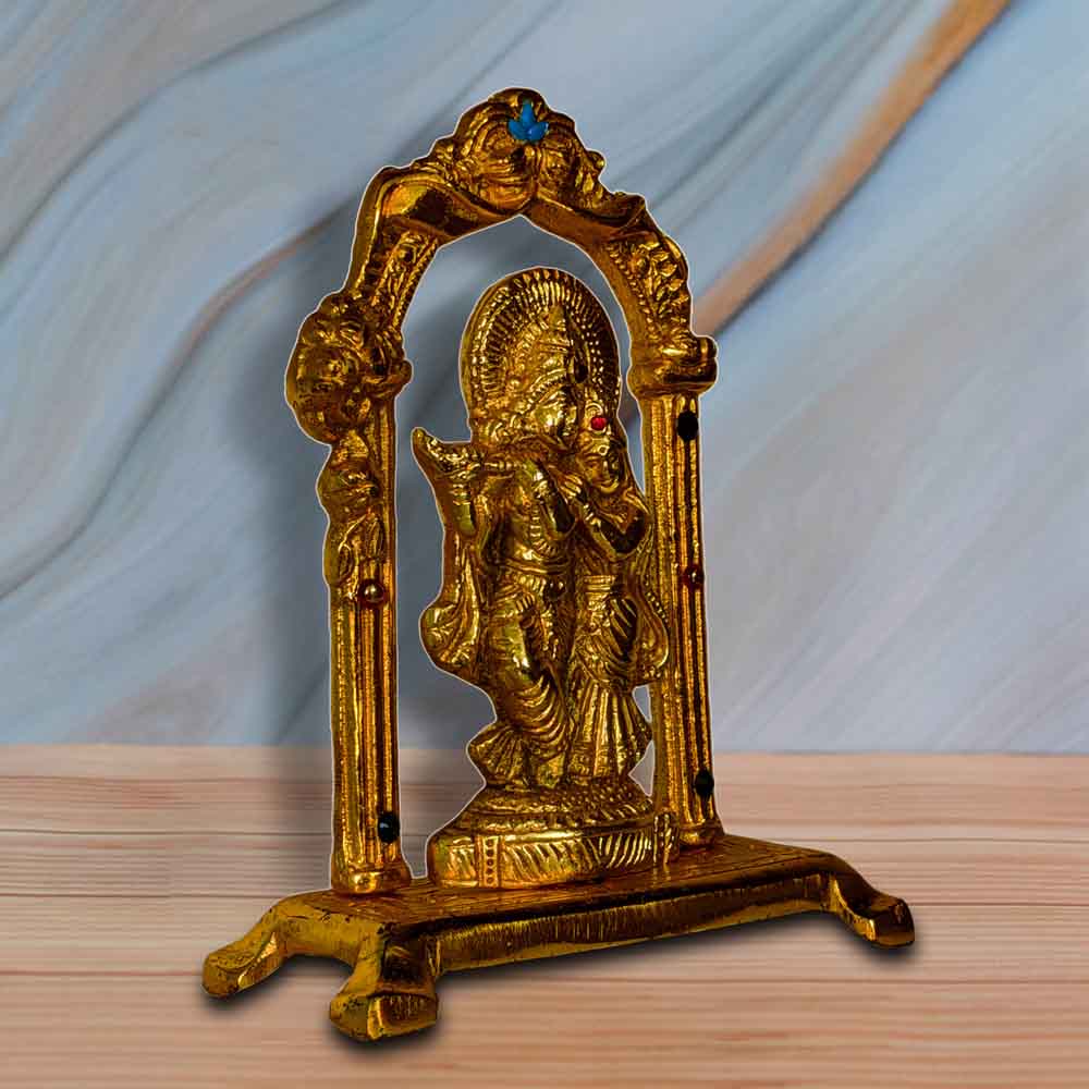 Metal Lord Krishna Radha Statue Idol